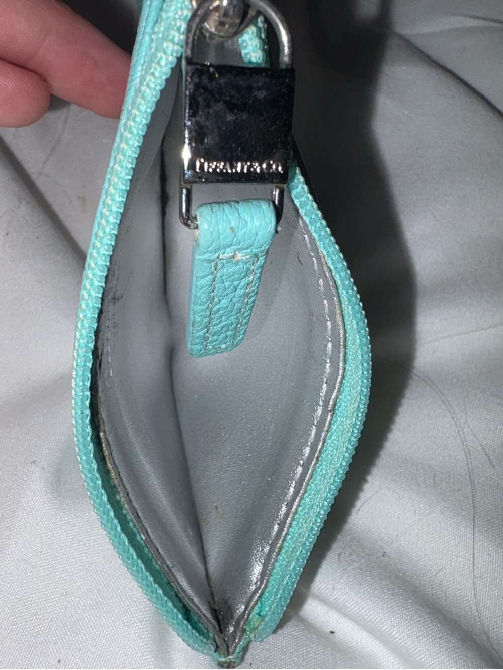 Tiffany & Co. teal blue leather card coin case - Picture 4 of 4